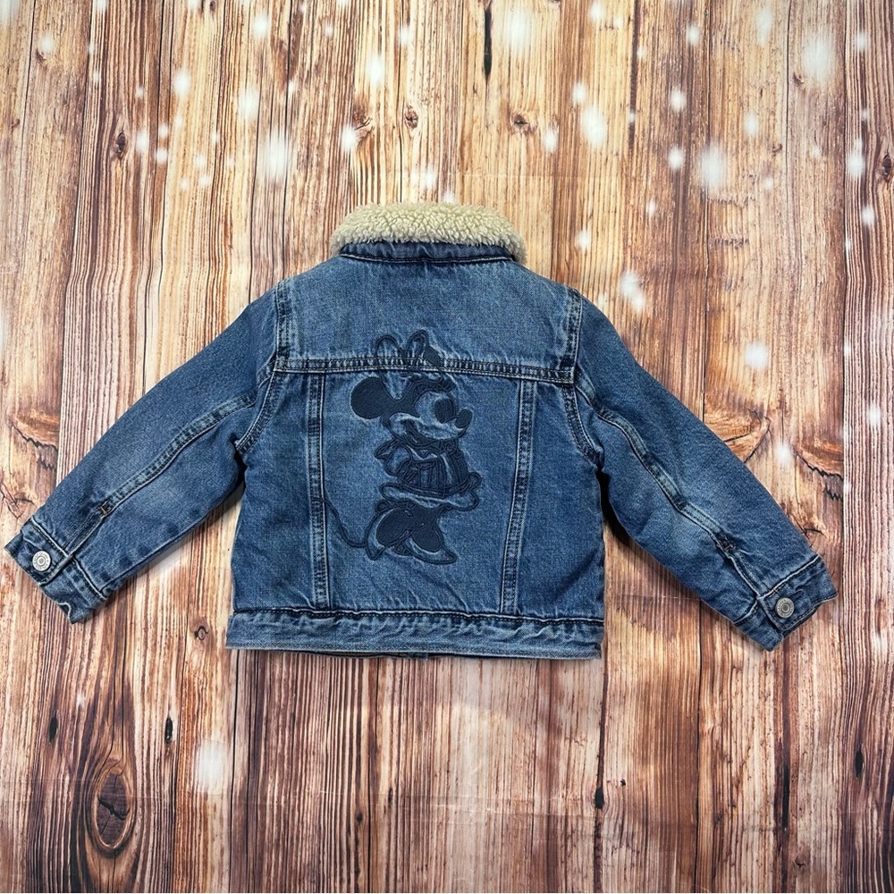 Gap Disney Minnie Mouse Sherpa Lined Denim Jacket Size 3Y Toddler